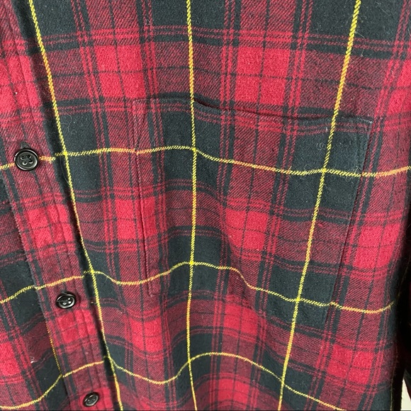 FOREVER 21 Men Red Multi Plaid Long Sleeve Button Down Shirt Size L - Picture 5 of 8